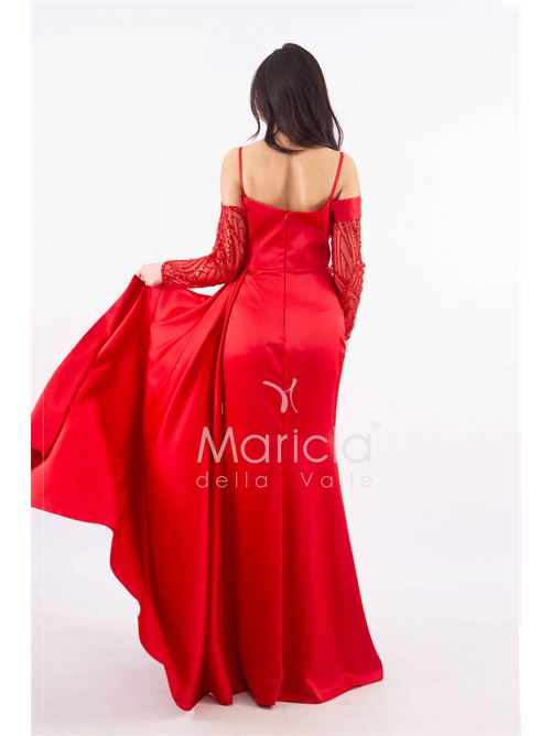 abito lungo con maniche paiette MARICLA ELEGANCE | HC7389ROSSO